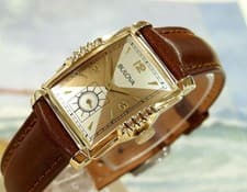 1952 Vintage BULOVA PRESIDENT, Stunning SALMON/SILVER Dial, Serviced & Warranty