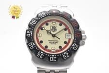 TAG Heuer Formula 1 WA1211 Cream Dial Black Red Silver Men's Watch JAPAN