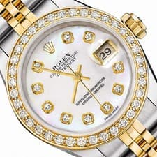 26mm Rolex Datejust 1617 18K Gold Diamond Mother of Pearl Dial Steel Woman's Wat