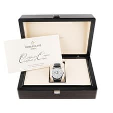 Patek Philippe 5296G-001 Calatrava Silver Dial Leather Strap Box & Papers 2006