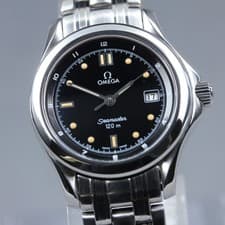 MINT OMEGA Seamaster 120m 596.1501 Cal.1424 Date Black Quartz 29mm Ladies Watch