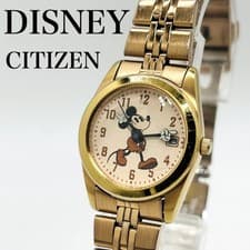 Citizen Mickey Mouse Gold Watch Rare Used Date Working