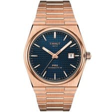 NEW TISSOT PRX POWERMATIC 80 40MM MEN'S ROSE GOLD/BLUE WATCH T1374073304100