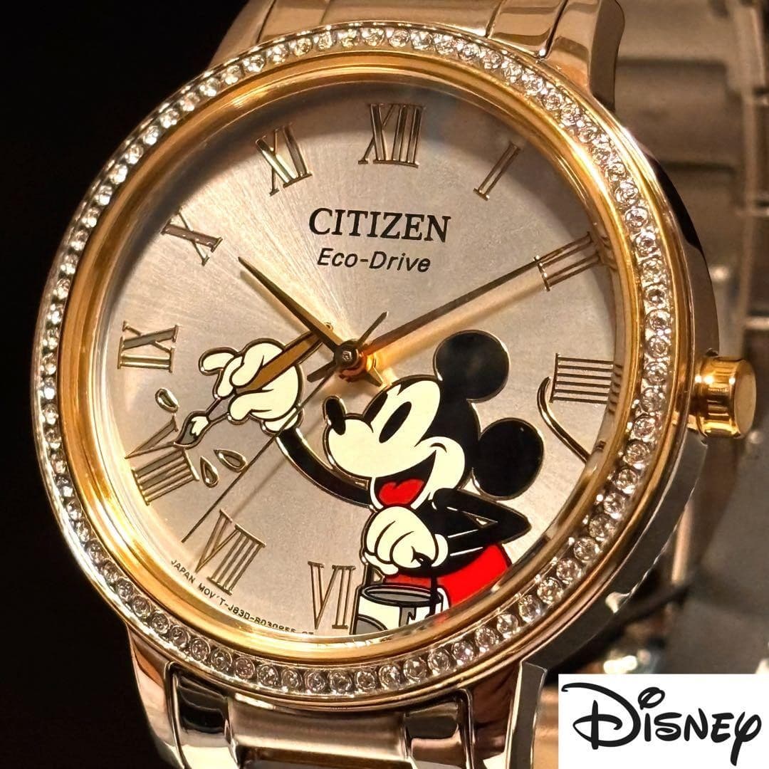 CITIZEN Disney Mickey Eco-Drive Watch Two Tone 36mm Silver Gold Unisex
