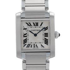 CARTIER Tank Francaise 2301 Quartz Unisex Watch Stainless Steel White
