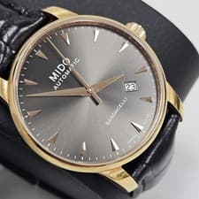 MIDO BARONCELLI AUTOMATIC SWISS MADE WATCH M8600.3.13.4 BLACK DIAL 38MM  W/BOX
