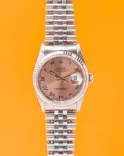 Rolex Datejust 36mm 16234 Pink Dial White Gold Fluted Jubilee 1993