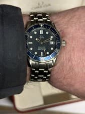 Gents 36mm Omega Seamaster 300m  Blue Divers Watch With Box.