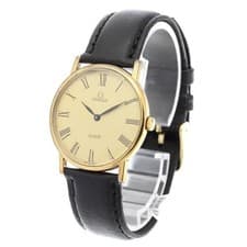 OMEGA DEVILLE 111.0140 32mm SS/GP Gold Dial Hand-Wind Leather Strap #C2035