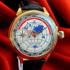 Vintage Swiss Watch CHRONOMETRE WORLD TIME Marriage Wristwatch Serviced