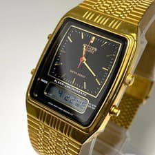 CITIZEN C480029005 Analog Digital Watch Black Gold Chronograph Alarm