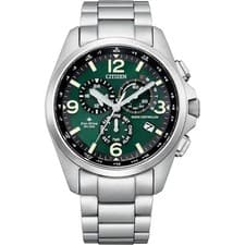 Citizen Men's Watch Promaster Land Chrono Green Dial Steel Bracelet CB5921-59X