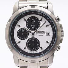 Seiko Chronograph Watch 7T92-0BF0 White Black Dial Men's Timepiece