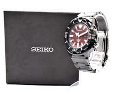 SEIKO SZEN007 7S26-03G0 Night Monster Automatic Diver Men's Watch Red Dial Black