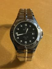 Bulova Mens Marine Star 100m Calendar Date Diver Genuine Diamonds Black Dial