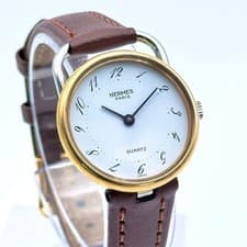 Hermes Arceau White Dial Women's Quartz Watch Two-Tone Case Size 25 mm