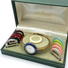 GUCCI Ladies Watch Change Bezel Gold Tone White Dial Battery Replaced 2026