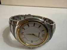 SEIKO Quartz Two-Tone White Dial Men's Watch SLK092