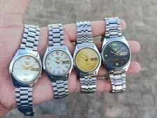 Lot of 4 Vintage Seiko 5 Automatic Day-Date SS Men's Japanese Wristwatches