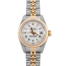 Rolex 69173 Lady-Datejust 26 mm Fluted Bezel White Roman Dial Jubilee Bracelet