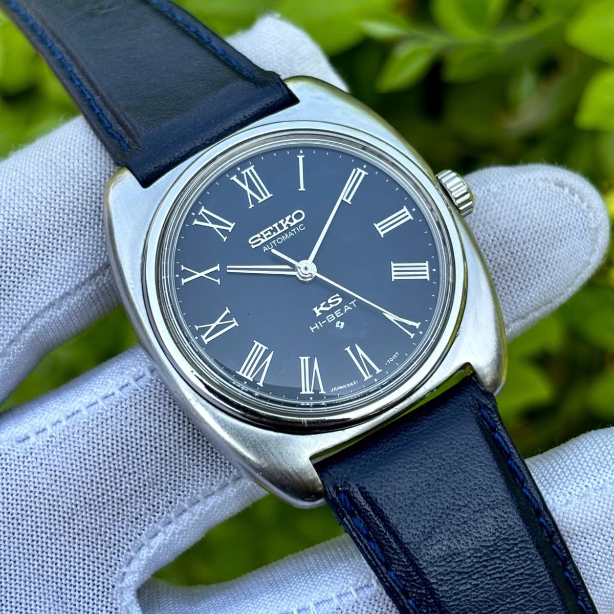 Vintage King Seiko Hi-Beat Automatic Navy Roman Dial Japan Men's Watch 5621-7000