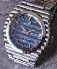 Vintage Technos Sky-Mach Automatic 35.5mm Blue Dial Integrated Bracelet