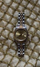 Rolex Oyster Perpetual Date Women's Two-Tone Gold Dial Fluted Bezel With Papers