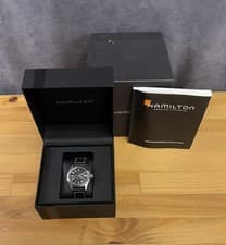 Hamilton Khaki Field Automatic Black Dial Black Leather Strap Watch H704450