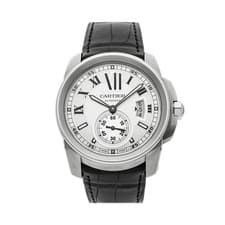 Cartier Calibre de Cartier Steel Auto 42mm Silver Dial Strap Watch W7100037