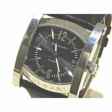 BVLGARI Ashoma Men's Automatic Watch Date AA48S Silver SS Black Dial