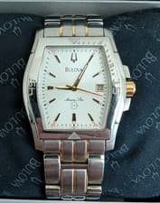 Men's Bulova Two Tone Marine Star Watch 98H20 NIB W Extra Link & Owner's Manual