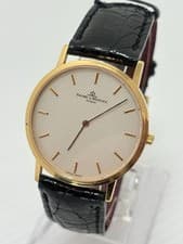 Baume & Mercier Watch 18K 750 Yellow Gold Leather Wristwatch Authentic Men's