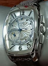 CITIZEN CAMPANOLA 205 Dual Time 7764-T004237 Quartz Silver Used From Japan
