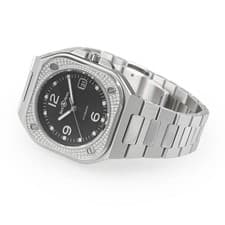 Bell & Ross BR 05 BLACKSTEEL BR05A-BL-STFLD/SRB wz DIAMONDS Men "REFURBISHED"