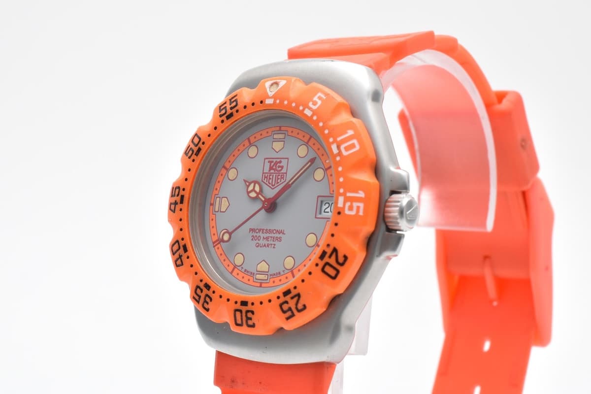 TAG Heuer Formula 1 WA1213 Vintage Quartz Men’s Watch Orange Gray Dial 34mm