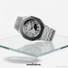 MLC-349 modlab company BESPOKE GA-2100 Casioak White Dial Silver Metal 42mm Cust