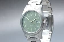 [Exc+5] Hamilton Khaki 000092 42mm Green Dial S.S Band Date Quartz Men's Watch
