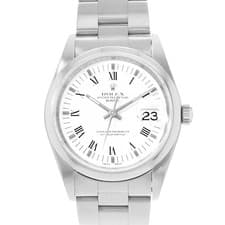 Rolex Oyster Perpetual Date 15200 White Roman Dial Steel Oyster Mens Watch 2000