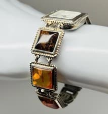 1970s RIVAGE Vintage 925 Sterling Silver Natural Baltic Amber Watch - Germany