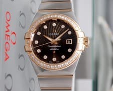 Ladies Omega Constellation 18K Gold Co-Axial Diamond Watch - 123.25.31.20.63.001