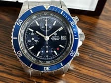 Pristine 40mm Zodiac Red Dot Swiss Valjoux 7750 Chronograph w/Blue Dial & Bezel