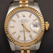 Rolex Datejust 179173 Fluted Bezel Watch 26mm Ivory Dial BOX & PAPER