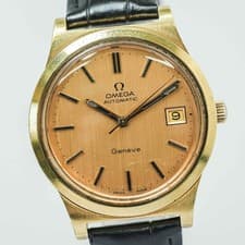 Vintage 1974 *NEAR MINT* OMEGA Geneve Cal.1012 Automatic Date Gold Dial 36mm Men