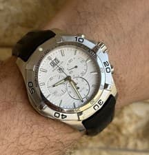 TAG Heuer Aquaracer Chronograph 300M Silver Grande Date Watch Boxed CAF101F 43mm