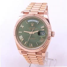 Rolex Day-Date 18k Everose Gold President Auto Olive Green Men's Watch 228235