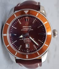 Breitling SuperOcean Heritage 46 Watch A17320 Steel Automatic Orange Dial