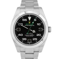 2017 PAPERS Rolex Air-King 40mm BLACK Green 3-6-9 Steel Arabic 116900 Watch BOX