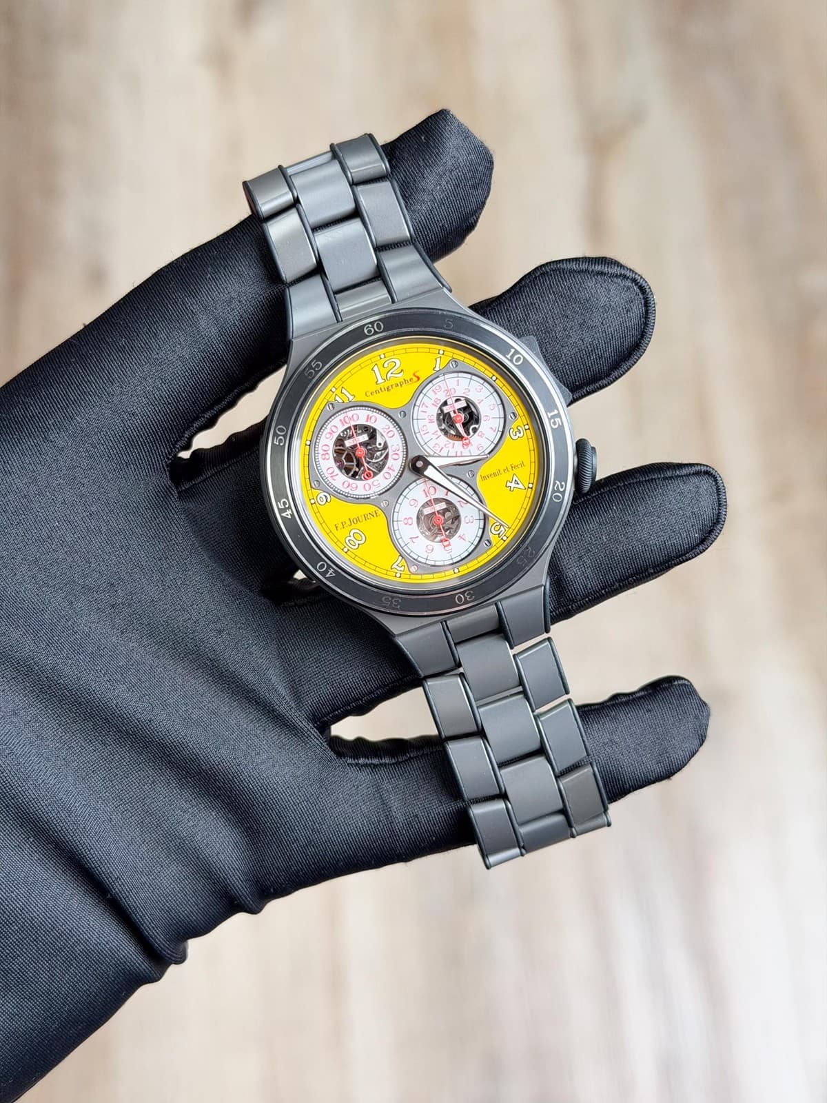 F.P.Journe Centigraphe Line Sport Titanium Yellow Bracelet Preowned CTS2/CT2