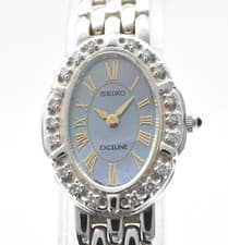 Rare [N MINT] SEIKO Exceline 1F20-6D80 18P Diamond JDM Blue Quartz Women Watch