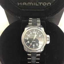 HAMILTON Khaki Quartz Watch 100m Waterproof Black Dial From Japan
